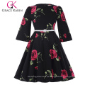 Grace Karin Crianças Crianças Meninas Vintage Retro Flower Pattern Bolinho de luva de algodão vestido de festa de meninas CL010475-1